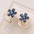 Blue Natural Zircon Flower Earrings
