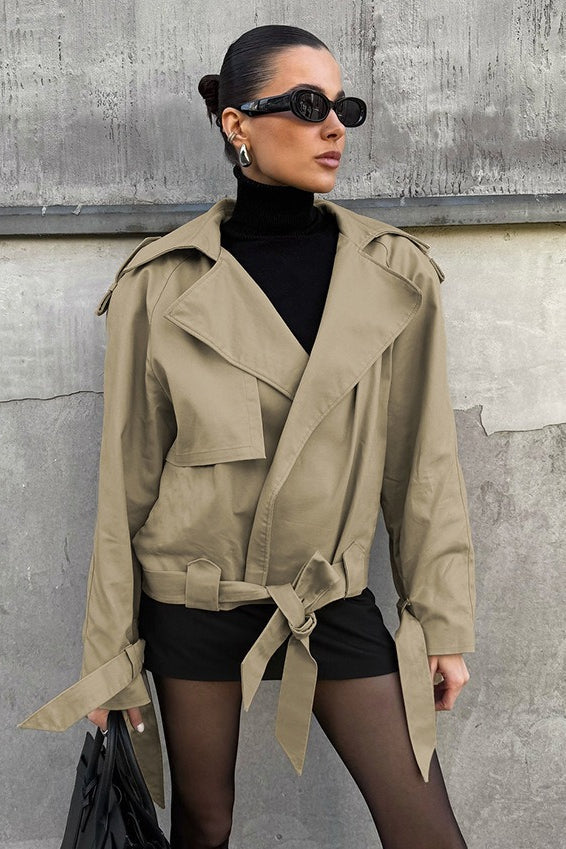 Barn-style Khaki Belted Trench Coat