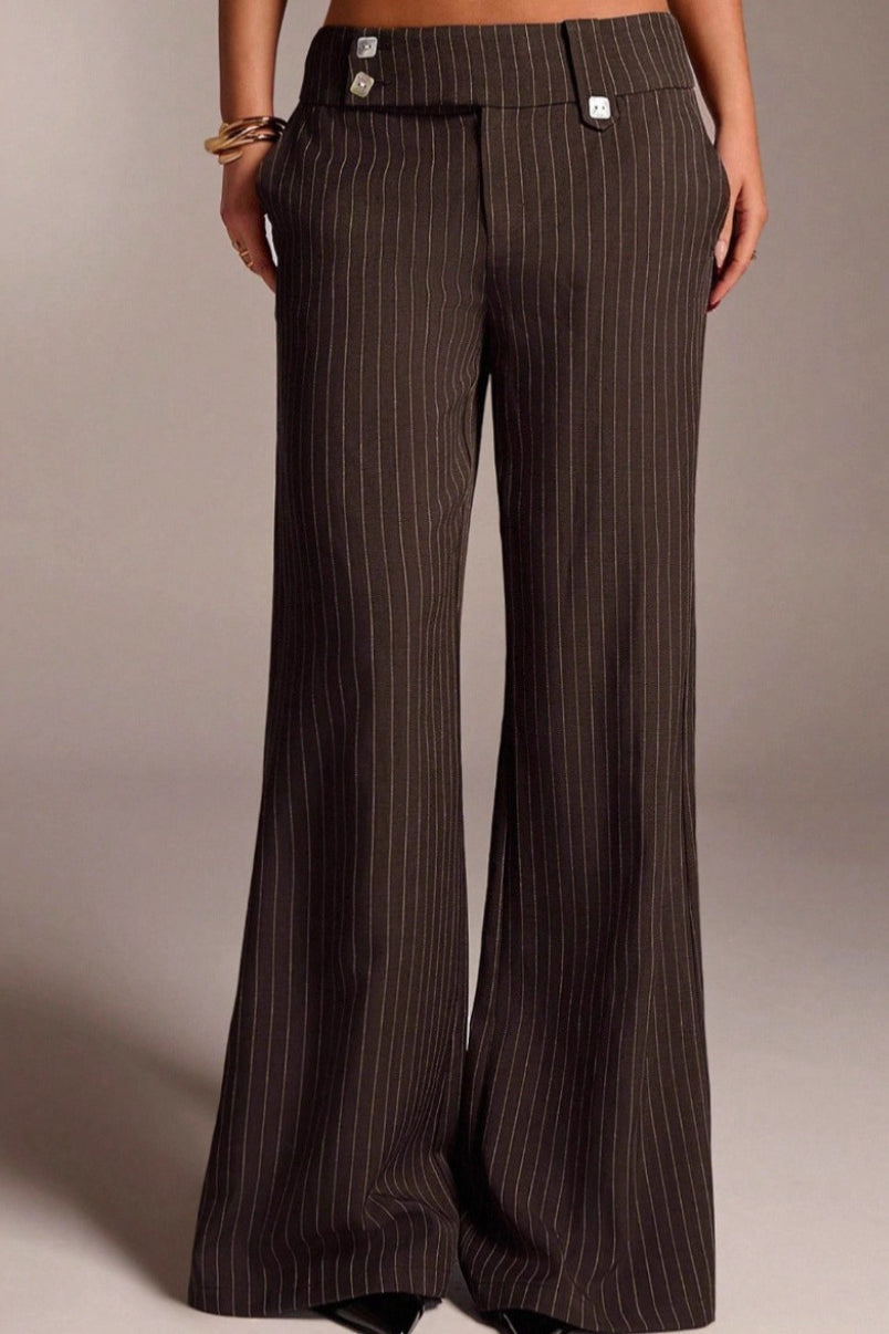 Stripe Straight Wide Leg Pants