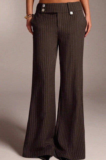 Stripe Straight Wide Leg Pants