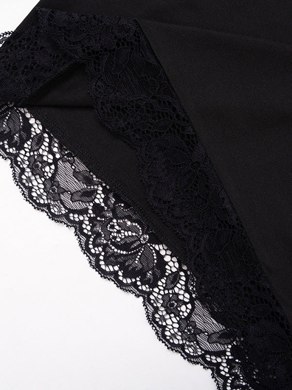 Black Lace Bandeau Slim Mini Dress