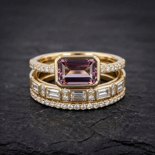 Vintage Bright Glass Ring Set