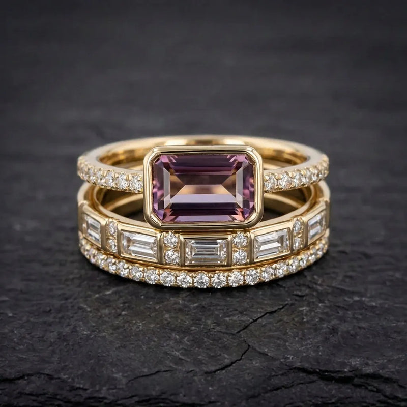 Vintage Bright Glass Ring Set