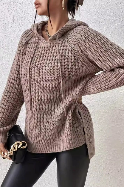 Hooded Oversized Side Slit Sweater