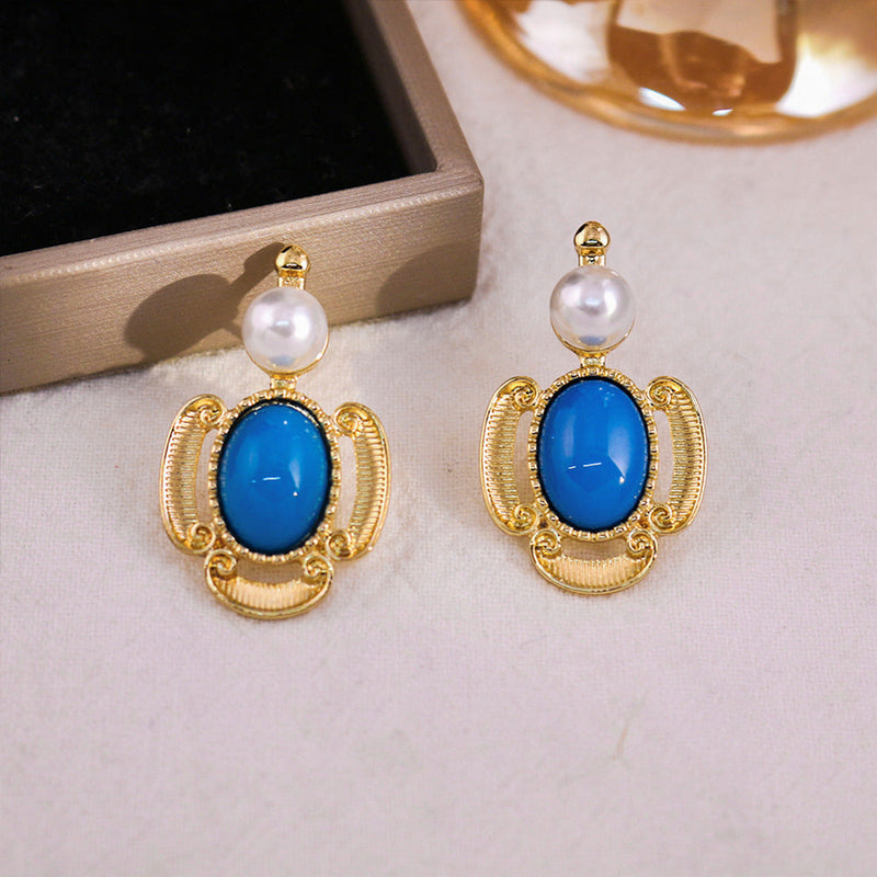 Elegant Blue Pearl Earrings