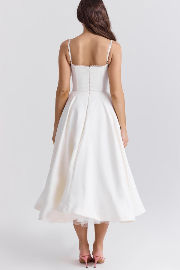 Suspender V-neck Sleeveless Tutu Maxi Dress