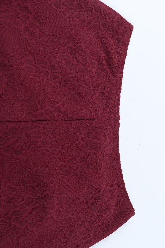 Lace Ribbon Slim Flare Pants