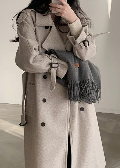 Double Breasted Woolen Coat - Mid-length Slimming Classic