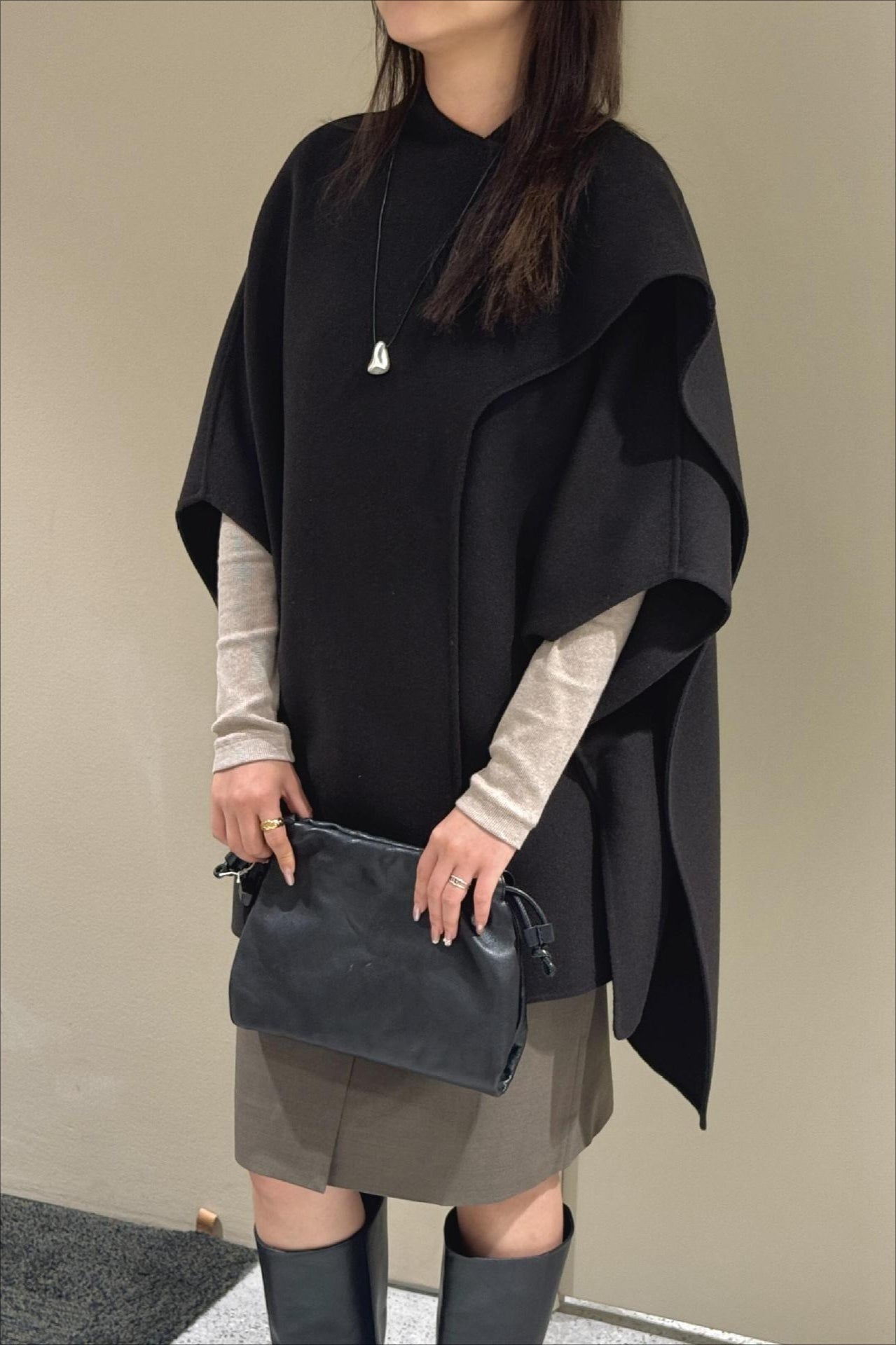 Wool Tencel Scarf Shawl Cape Irregular Coat