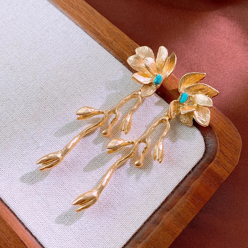 Elegant Turquoise Flower Earrings