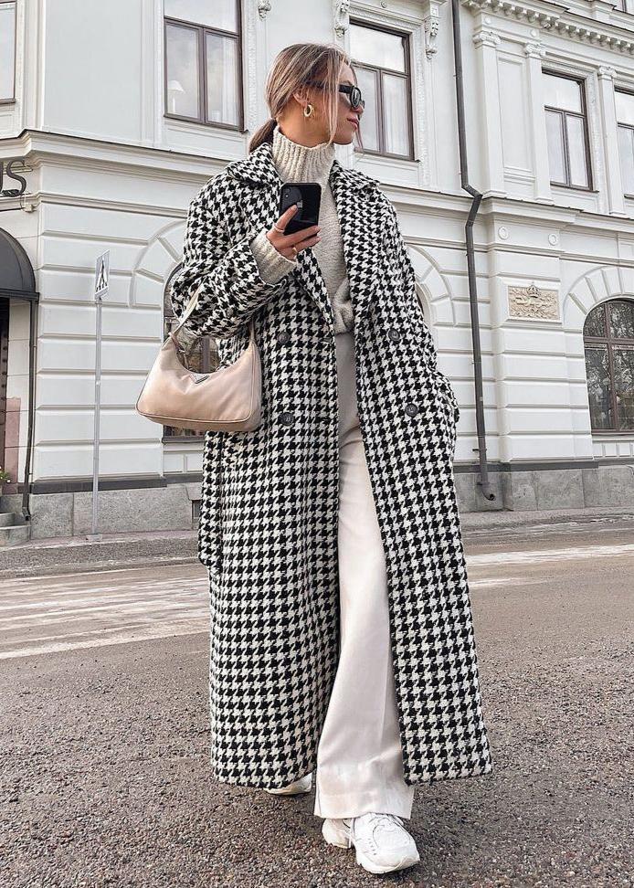 Houndstooth Long Trench Coat – ’s Outerwear