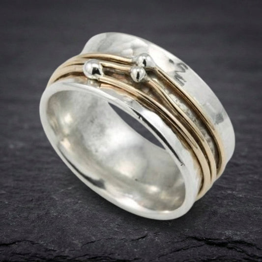 Vintage Gold Layered Silver Ring