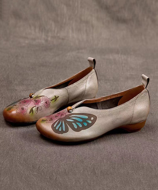 Spring New Embossed Cowhide Flats Shoes