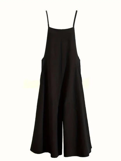 Color Retro Spaghetti Baggy Jumpsuit