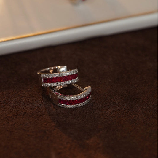 Elegant Ruby Diamond Earrings
