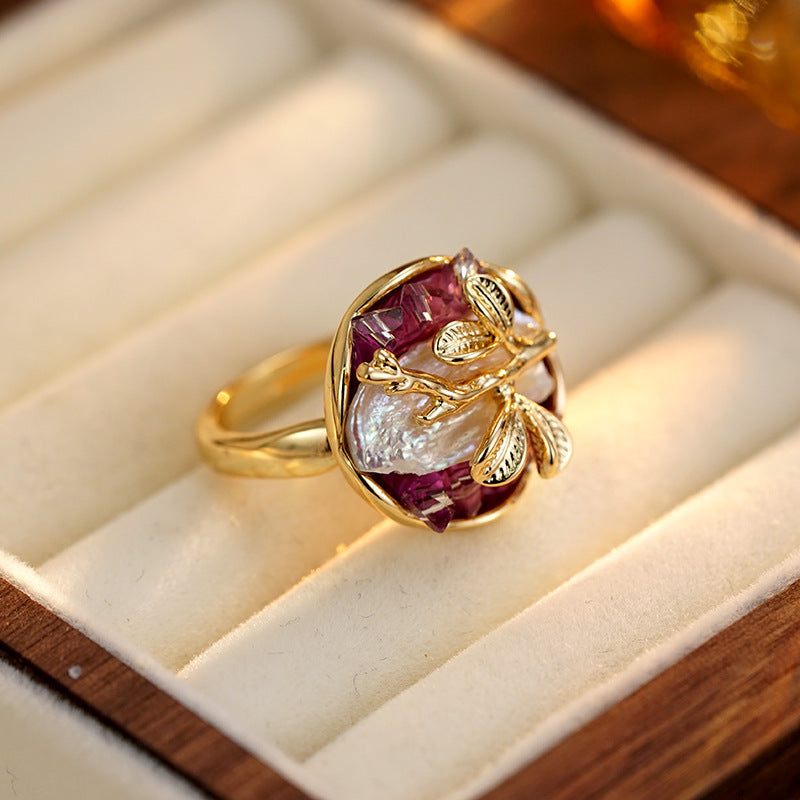 Vintage Ruby Pearl Ring