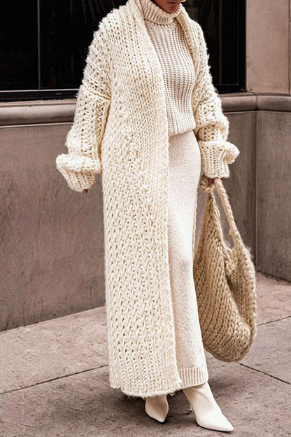 Embrace the Cold Color Long Sleeve Knitted Loose Maxi Cardigan
