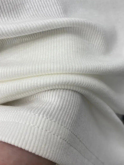 Threaded Short Sleeves T-shirts Summer New Turtleneck Slim Elastic Long-sleeved Female Buttoming Pulls Top Tees