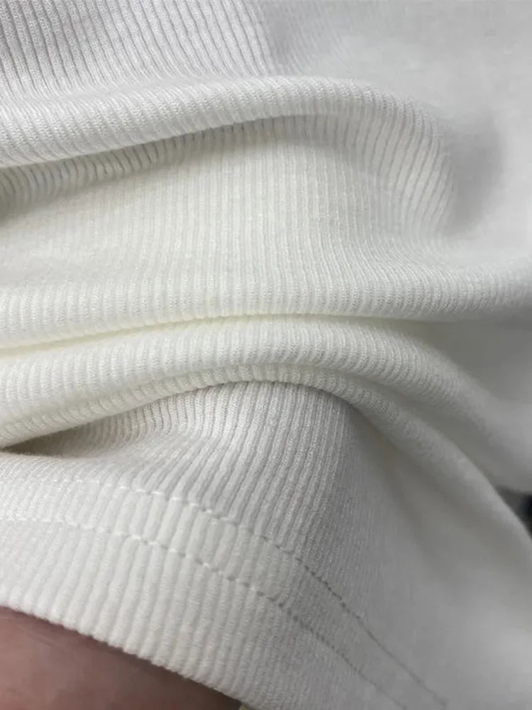 Threaded Short Sleeves T-shirts Summer New Turtleneck Slim Elastic Long-sleeved Female Buttoming Pulls Top Tees