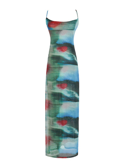 Slimming Oil Painting Maxi Dress