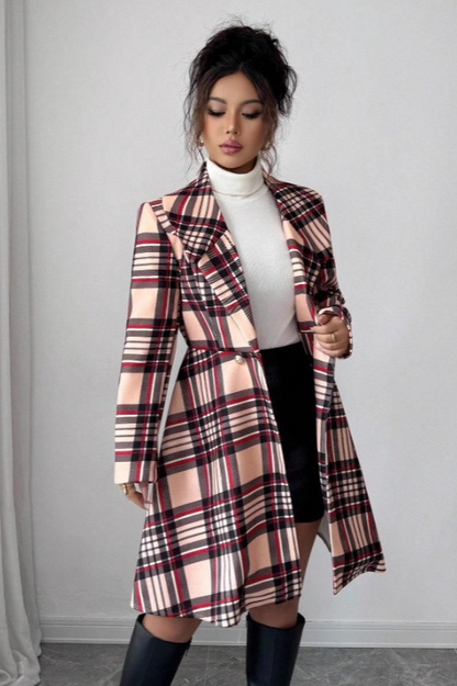 Print Dual Faced Wool Long Sleeve Overcoat
