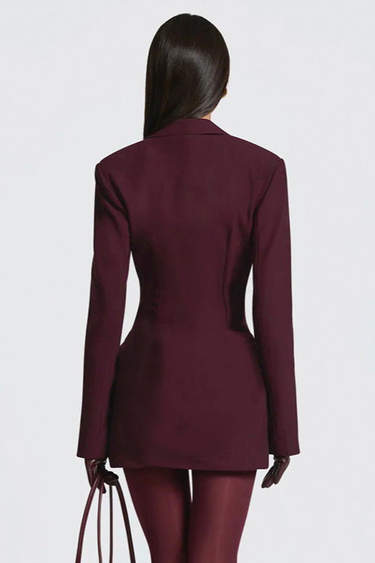 Tailored Deep V Neck Slim Waist Mini Dress