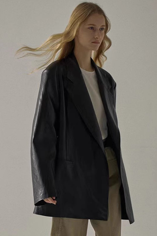 Oversized Pu Blazer Coat