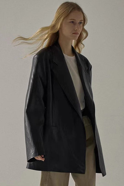 Oversized Pu Blazer Coat