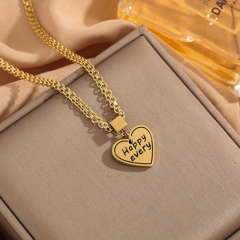 Happy Every Gold Heart Necklace