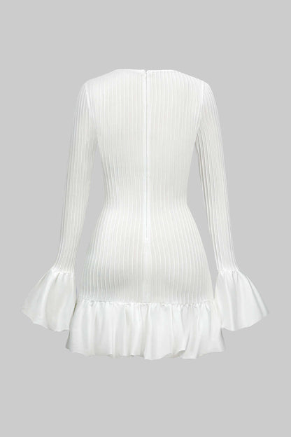 Color Puff Bell Sleeve Mini Dress