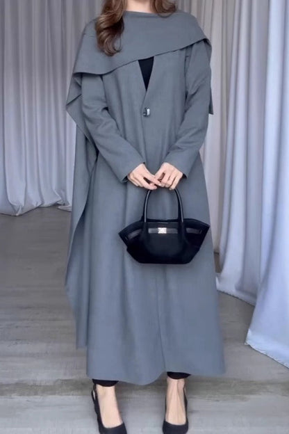 Cape Sleeve Color Long Overcoat