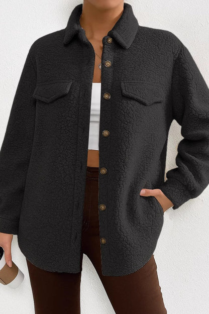 Color Lapel Fleece Coat