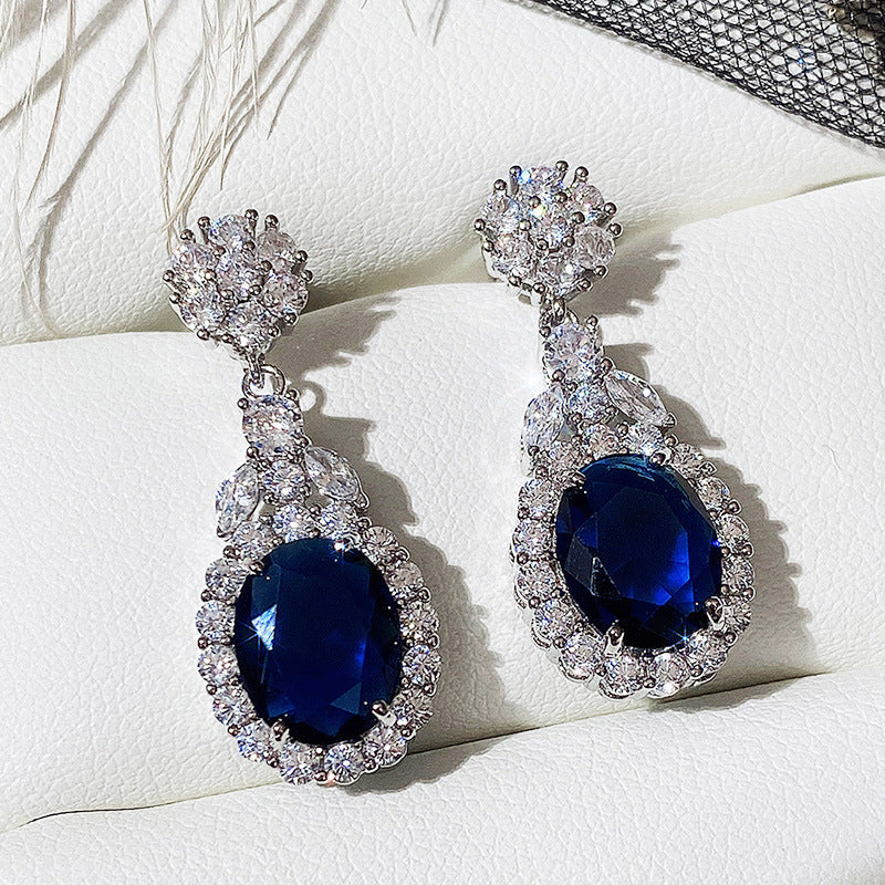Elegant Oval Crystal Dangle Drop