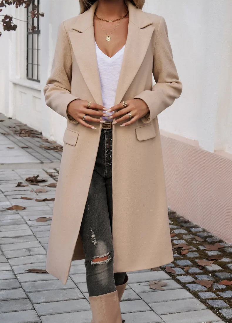 Everyday Double-breasted Woolen Coat