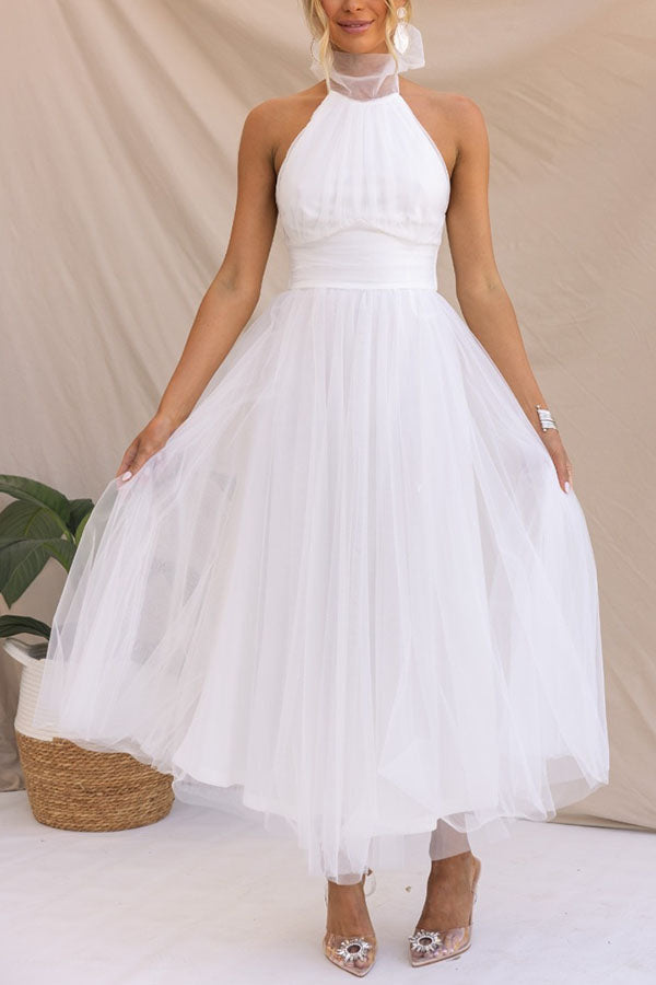 French Fairy, Ethereal Chiffon Patchwork Detail Suspender Long Dress