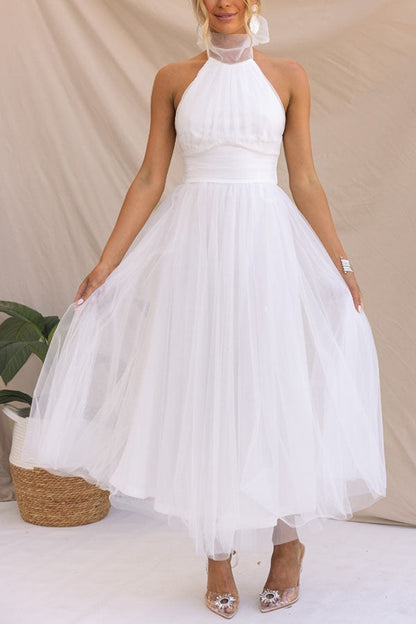 French Fairy, Ethereal Chiffon Patchwork Detail Suspender Long Dress