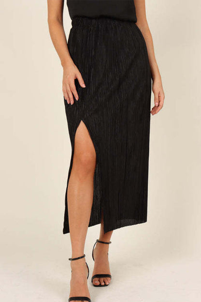Slit Slimming Mid Waist Pack Hip Mid Skirt