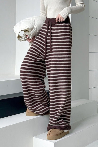 Striped Knit Thickened Pants