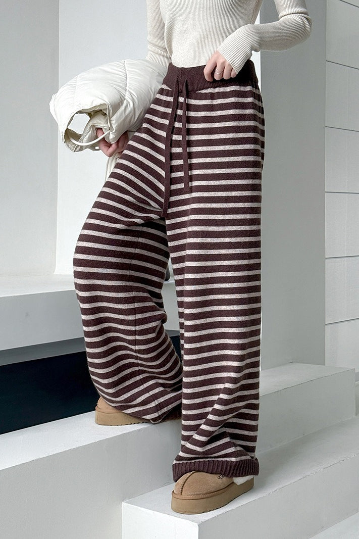 Striped Knit Thickened Pants