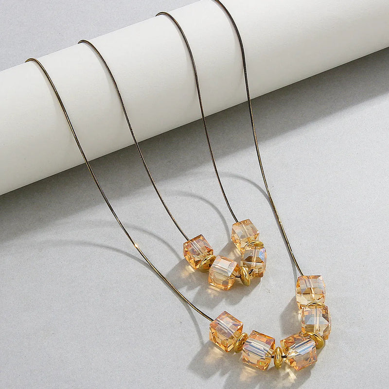 Elegant Amber Crystal Necklace