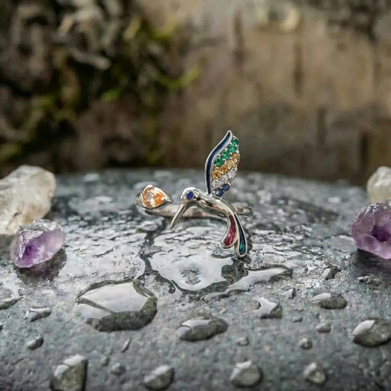 Elegant Hummingbird Ring