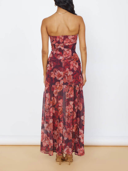 Bandeau Slit Maxi Dress