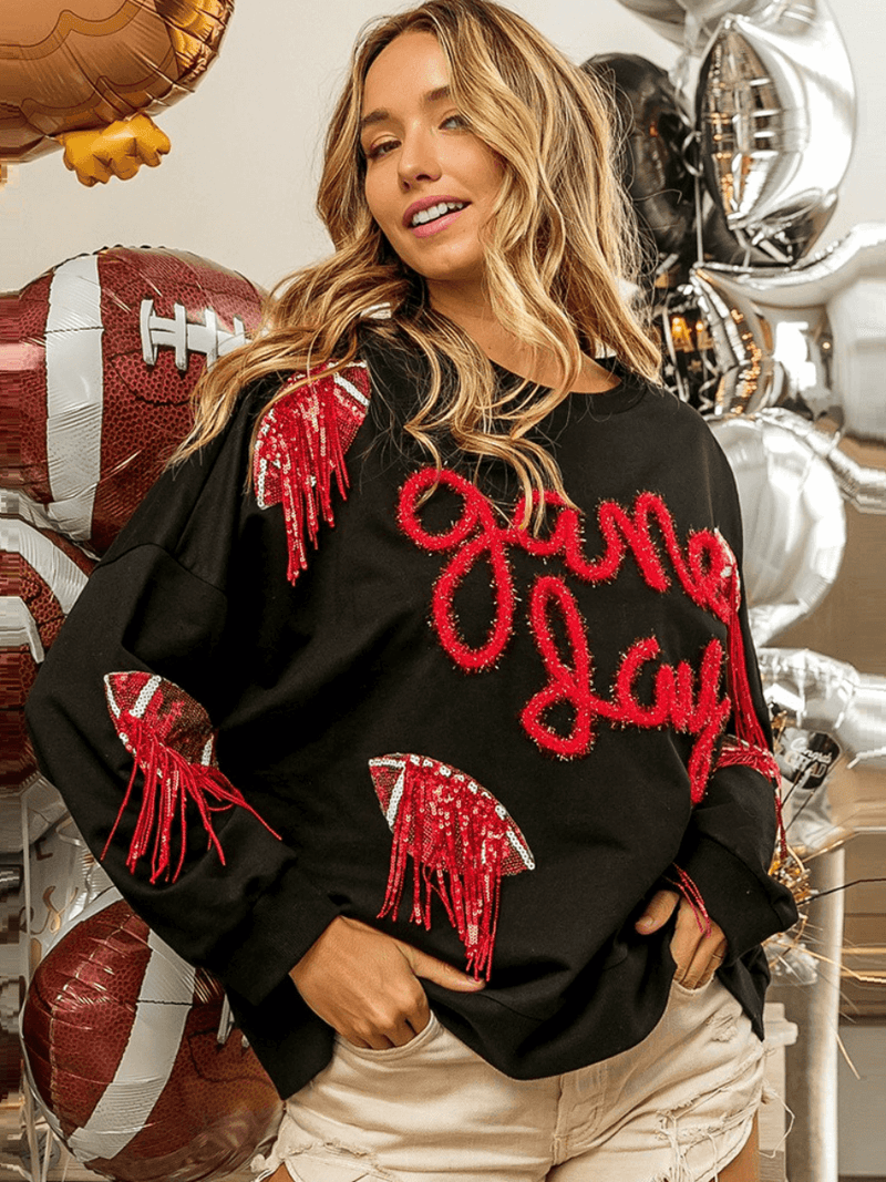 Game Day Super Bowl Sequins Sweater