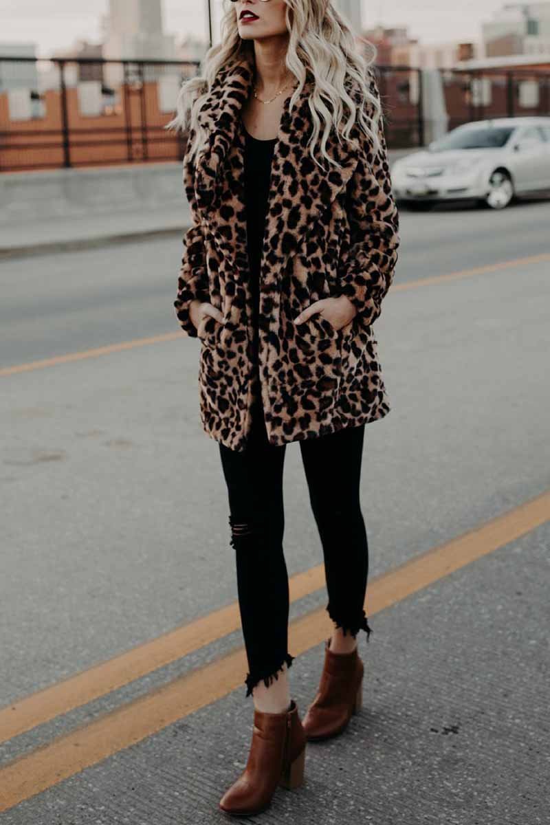 Lapel Leopard Coat