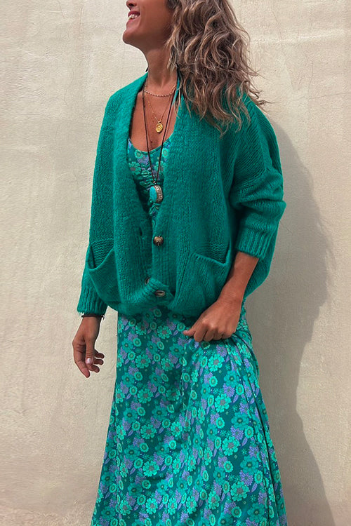 Button Down Pockets Sweater Cardigan