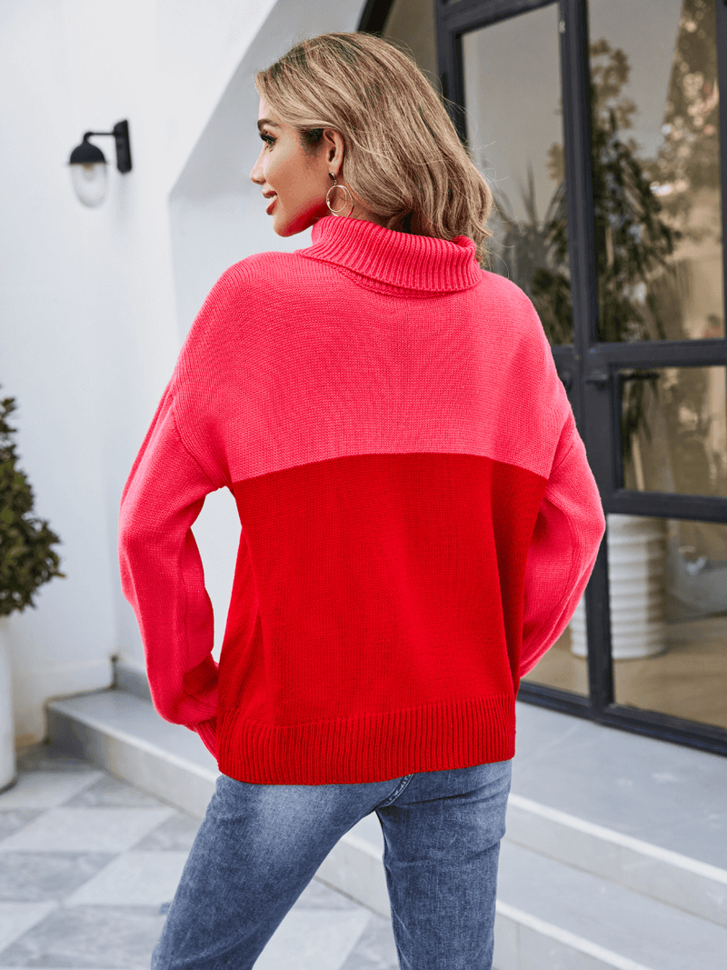 Denver Mock Neck Contrast Knit Sweater