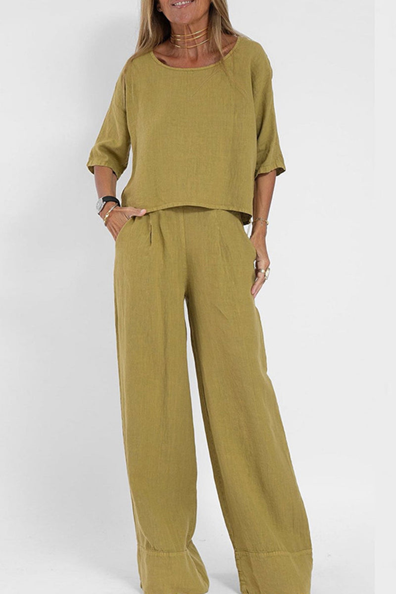 Color Half Sleeve Cotton Shirt Pants Set