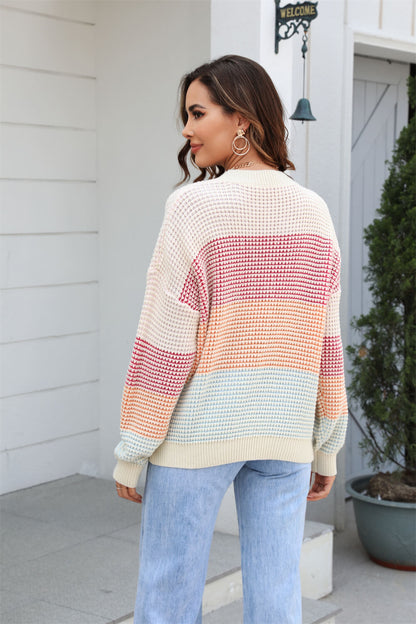 Dont Mind Me Striped Knit Sweater - Beige