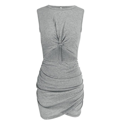 Hollow-out Sleeveless Hot Mini Dress(2 Colors)