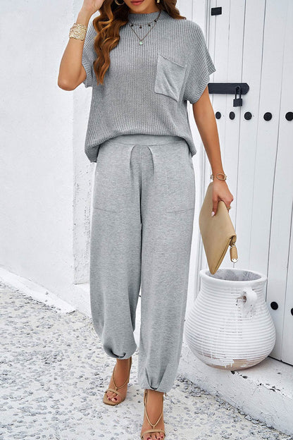 Bat Sleeve Knit Tops Harem Pants Set